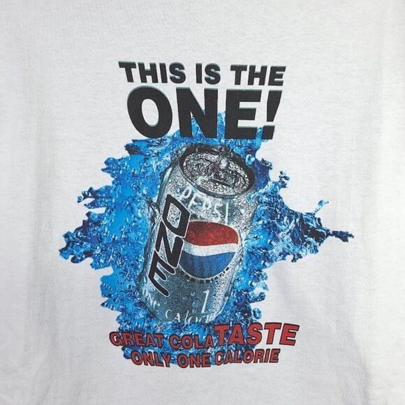 Pepsi One T Shirt Vintage 90s Cola Soda Snack Tee One Calorie Mens Size XL - Picture 4 of 7